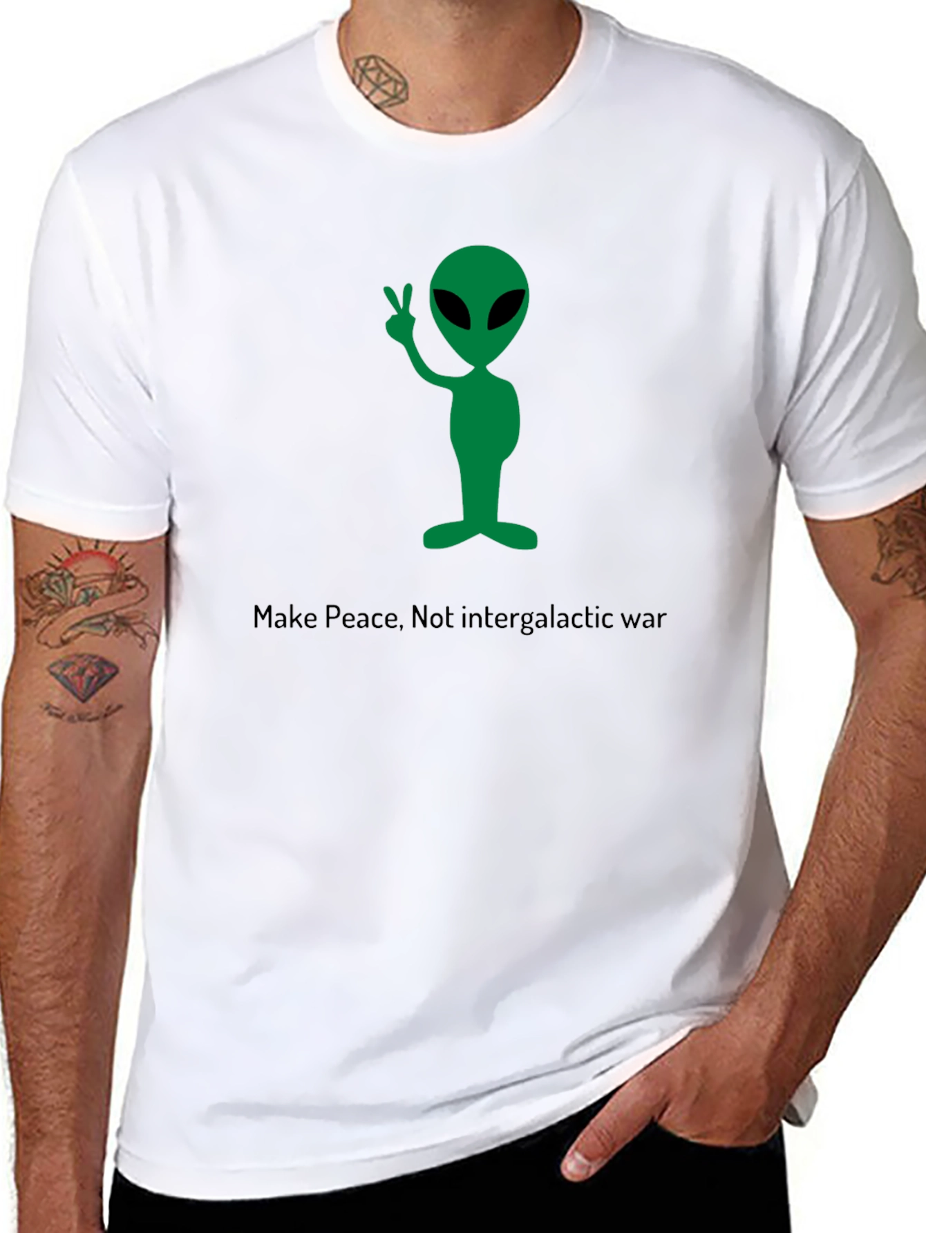 Make Peace Alien Graphic T-Shirt