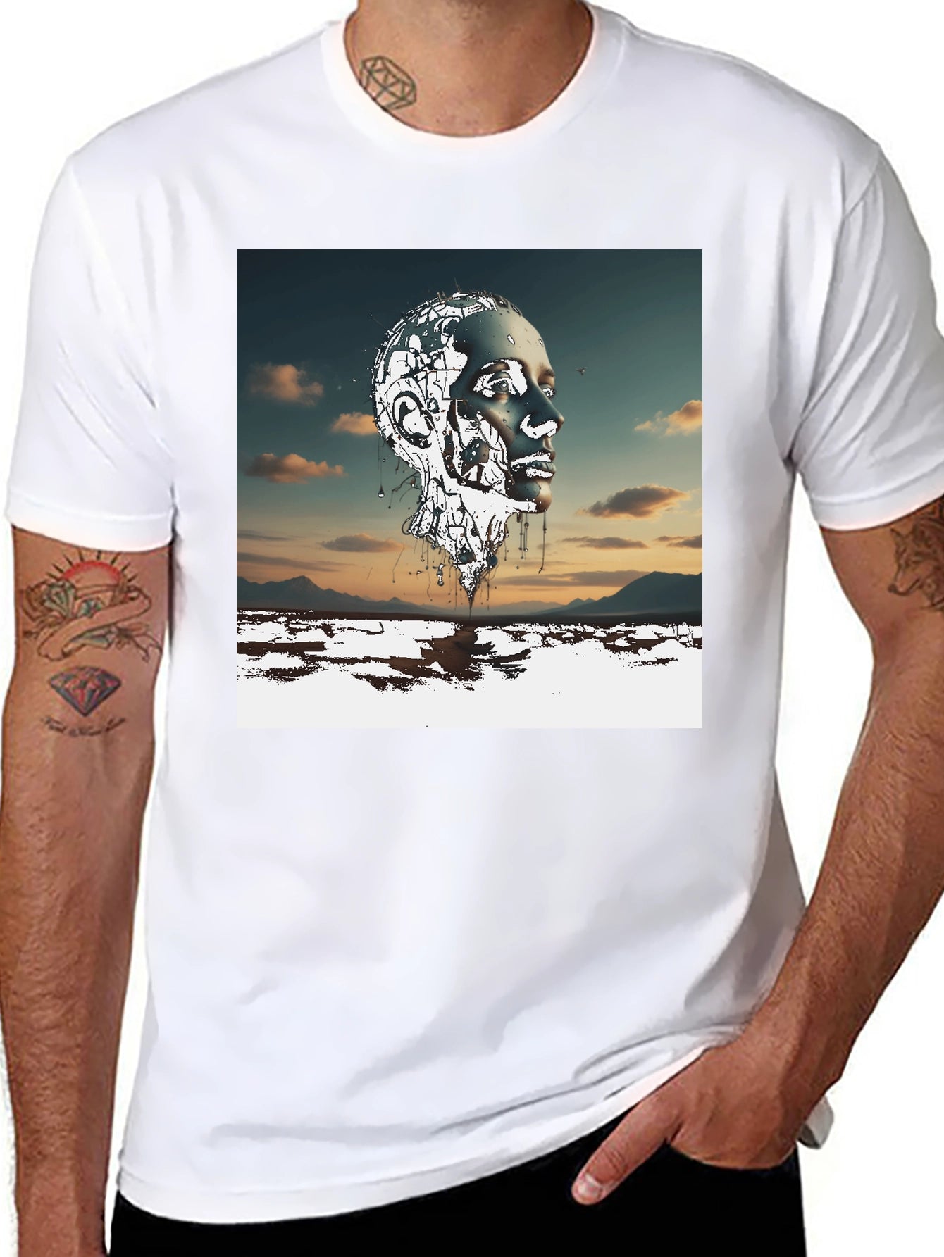 Abstract Head Black T-Shirt