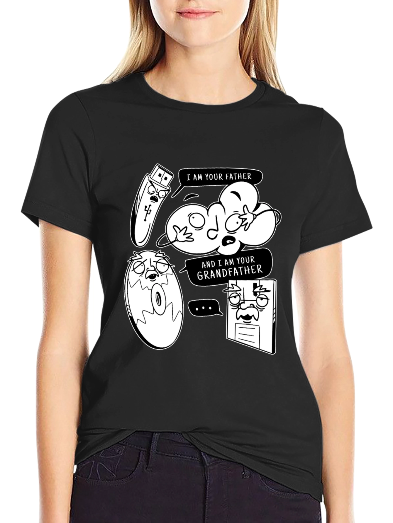 Data Storage Family Tree Black Graphic Tee