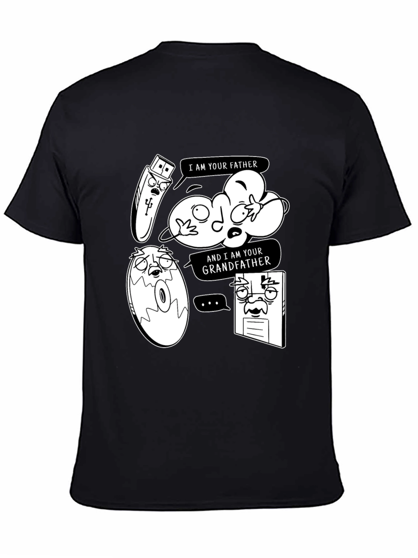 Data Storage Family Tree Black Graphic Tee