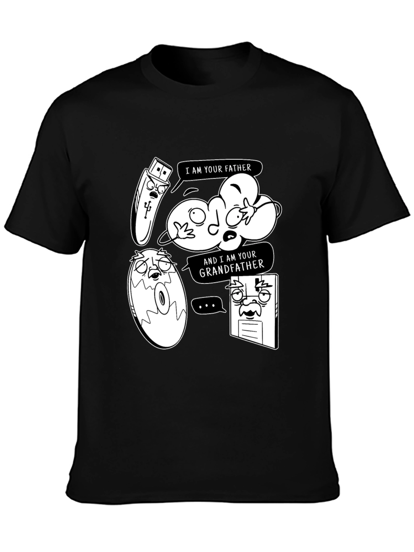 Data Storage Family Tree Black Graphic Tee