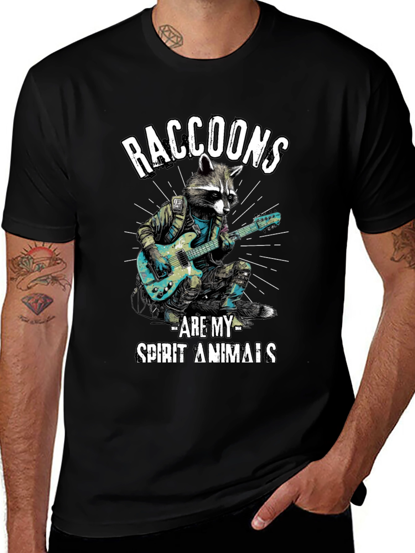 Raccoon Guitarist T-Shirt - Spirit Animal Tee