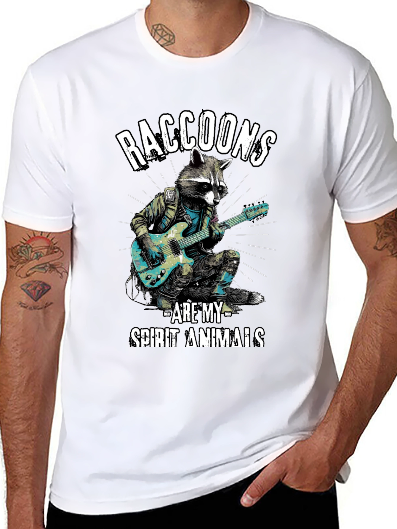 Raccoon Guitarist T-Shirt - Spirit Animal Tee