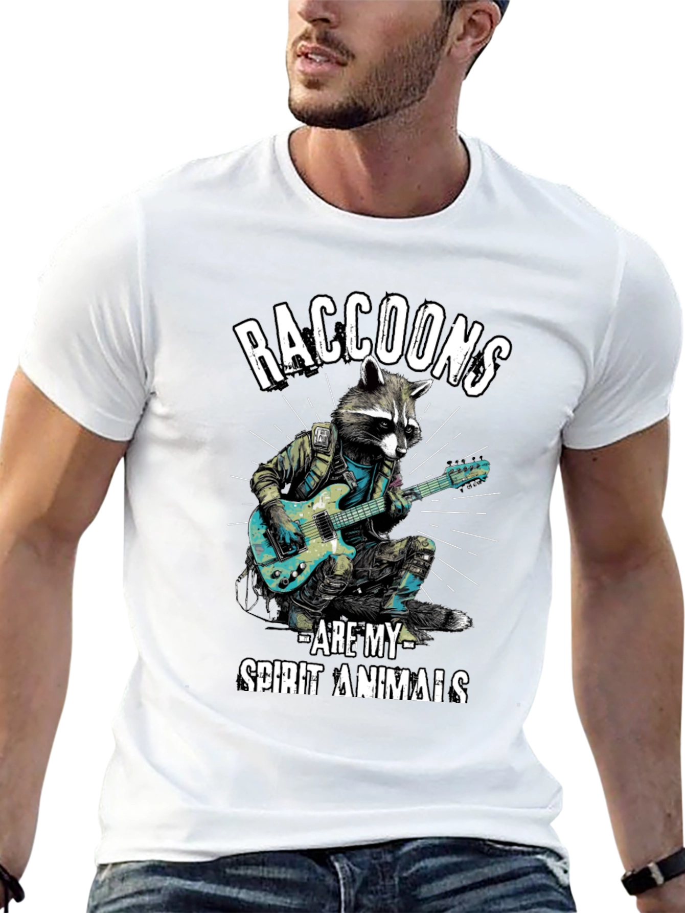Raccoon Guitarist T-Shirt - Spirit Animal Tee