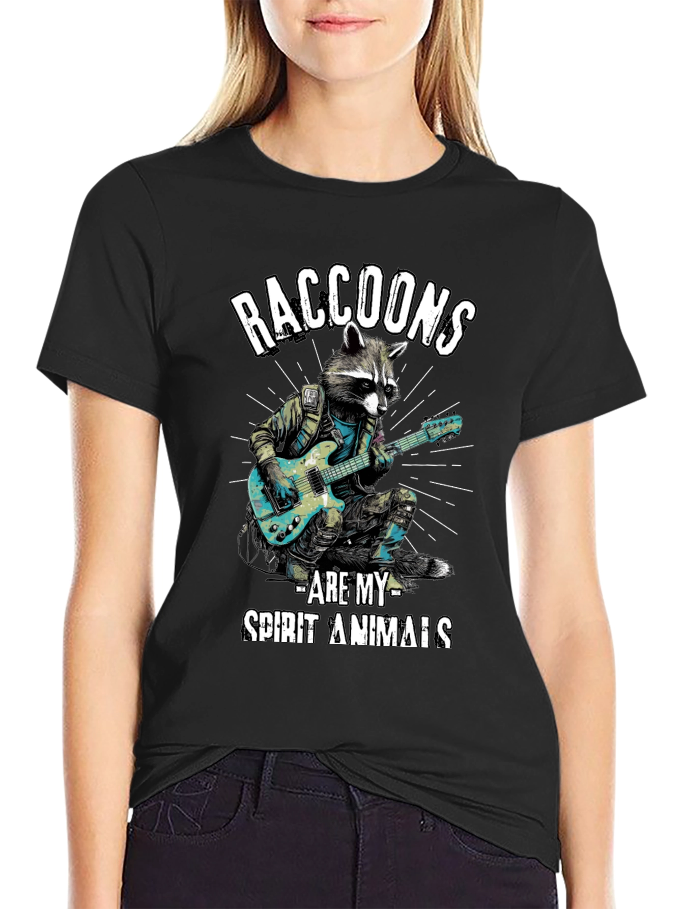 Raccoon Guitarist T-Shirt - Spirit Animal Tee