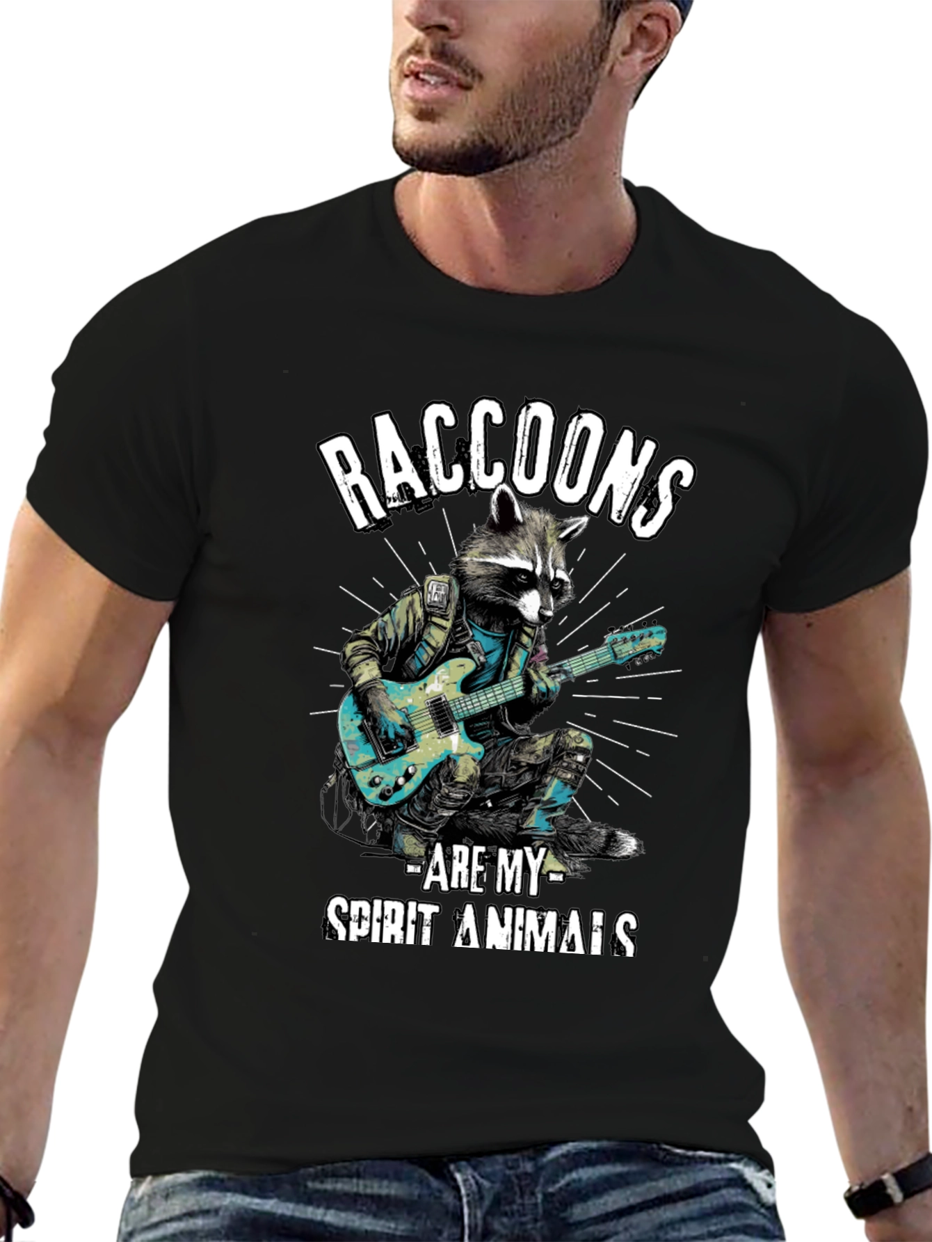 Raccoon Guitarist T-Shirt - Spirit Animal Tee