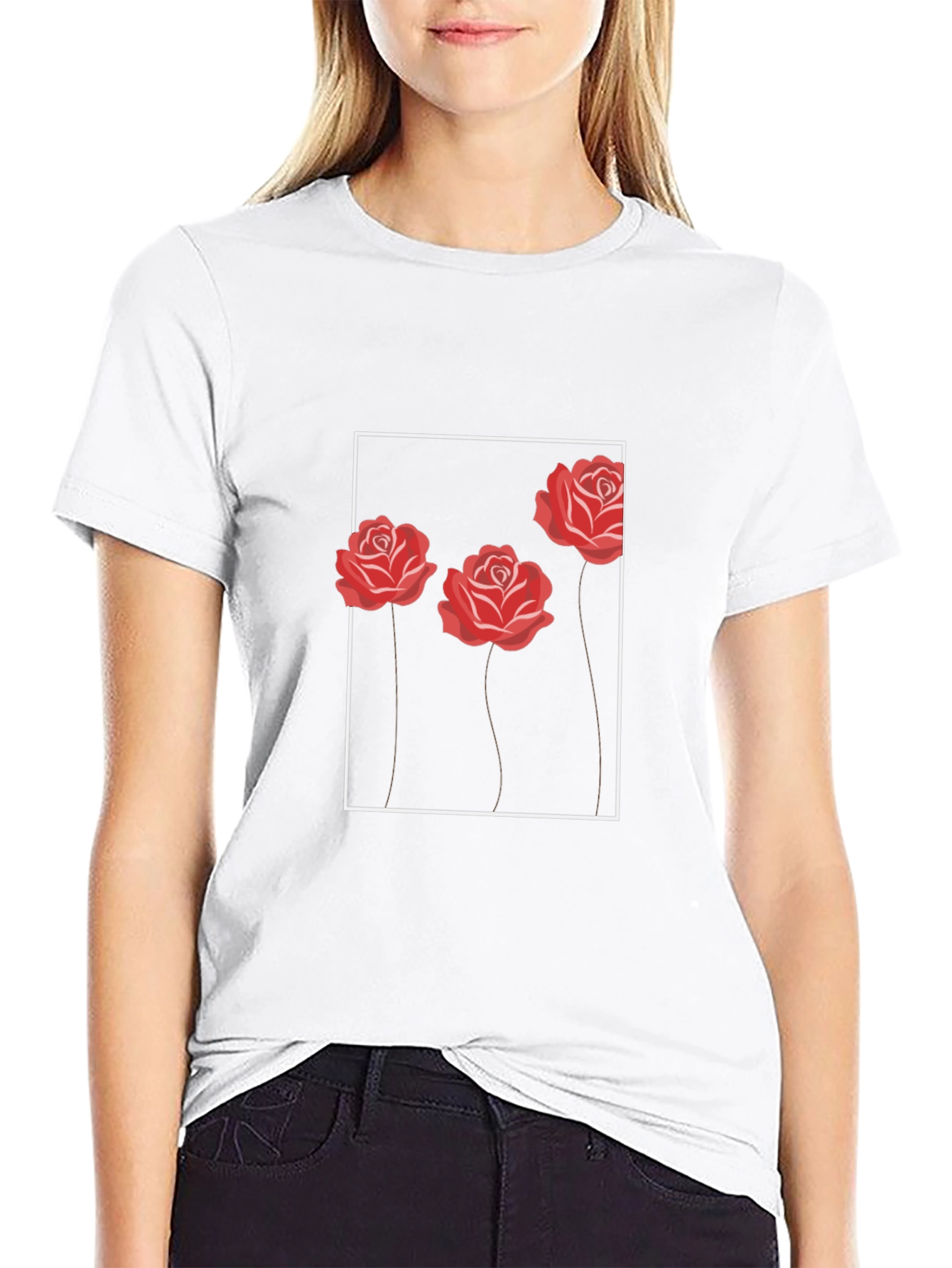 Roses Graphic Tee - Modern Floral Design