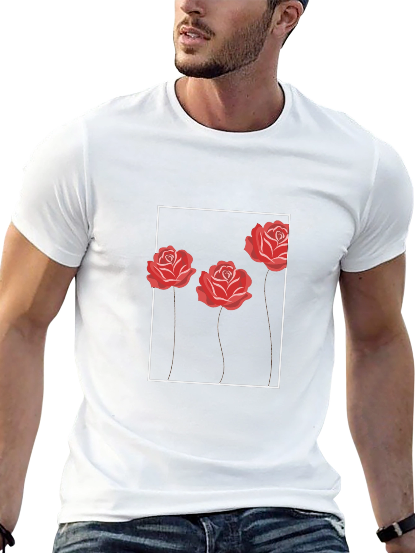 Roses Graphic Tee - Modern Floral Design