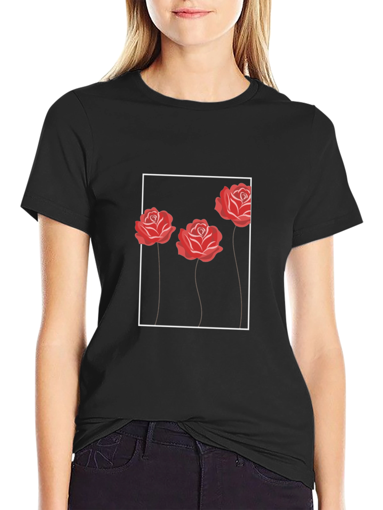 Roses Graphic Tee - Modern Floral Design