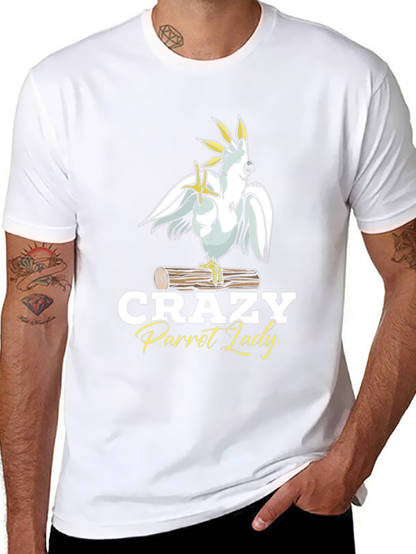 Crazy Parrot Lady T-Shirt -  Stylish Bird Lover Tee
