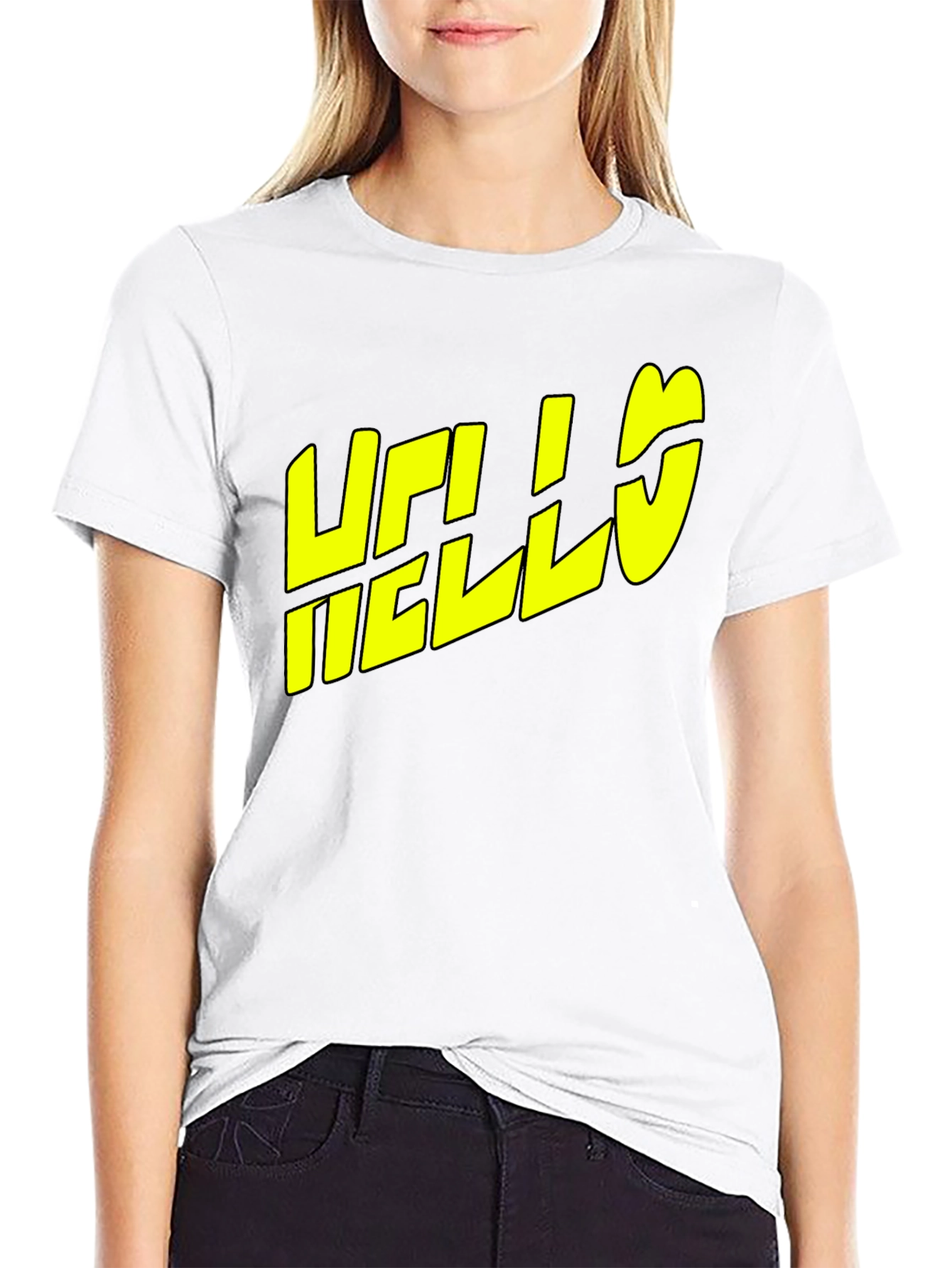 Hello Graphic Tee - Black Cotton T-Shirt
