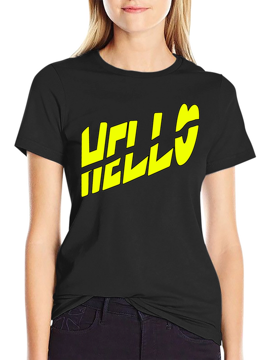 Hello Graphic Tee - Black Cotton T-Shirt