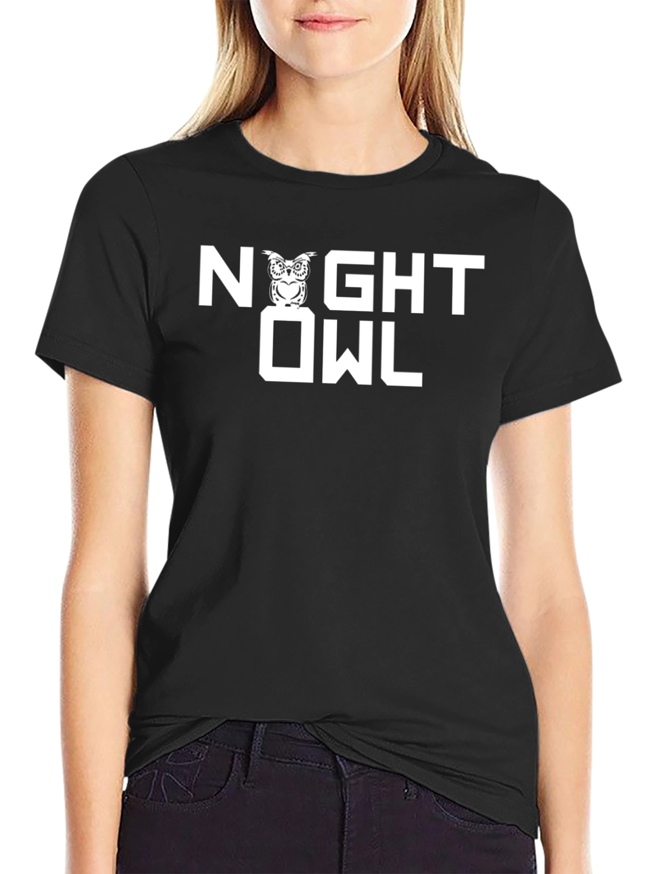 Night Owl Graphic Print T-Shirt - Premium Cotton Blend