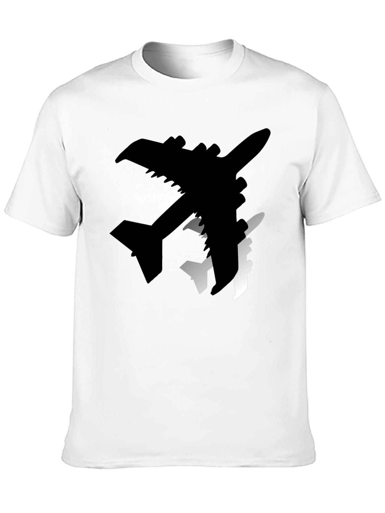 Airplane Silhouette Graphic Tee - Stylish Black T-Shirt