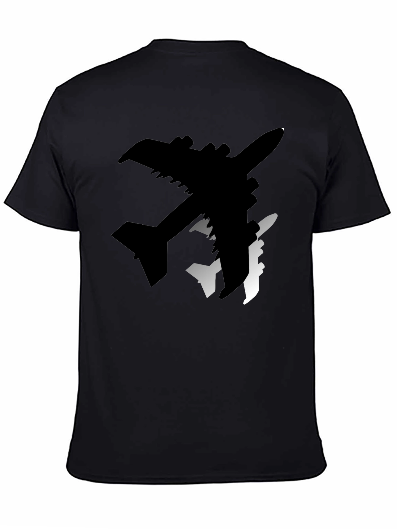 Airplane Silhouette Graphic Tee - Stylish Black T-Shirt