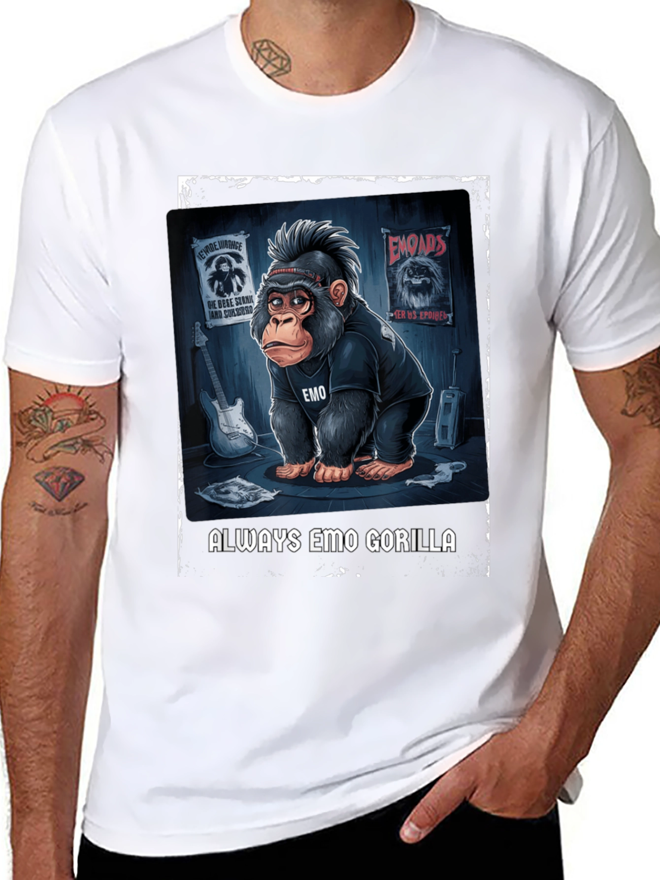 Emo Gorilla Graphic Tee - Rocker Style