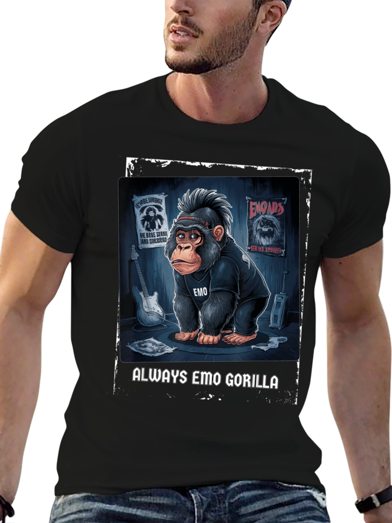 Emo Gorilla Graphic Tee - Rocker Style
