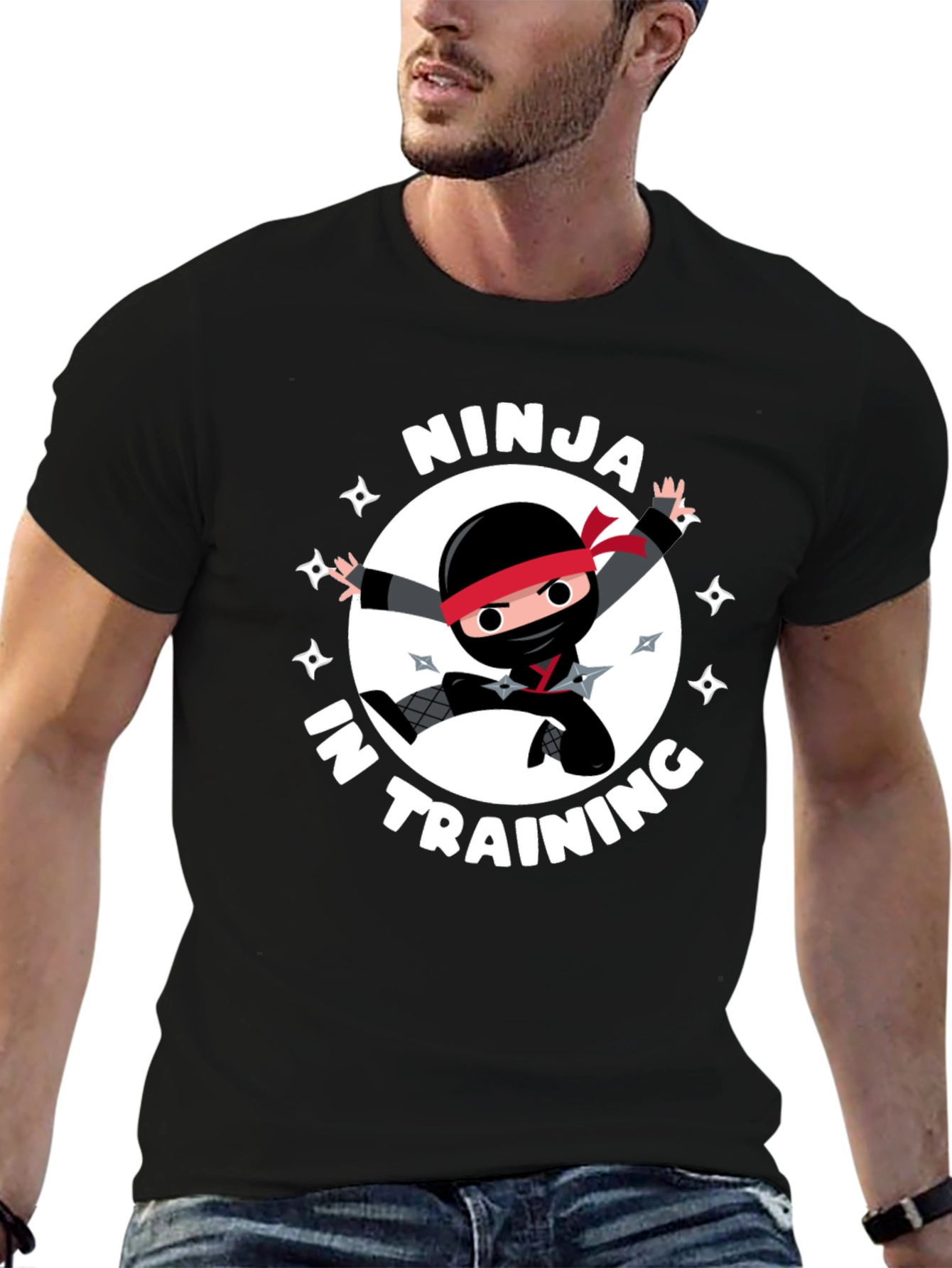 Ninja in Training Graphic Tee - Black Crewneck