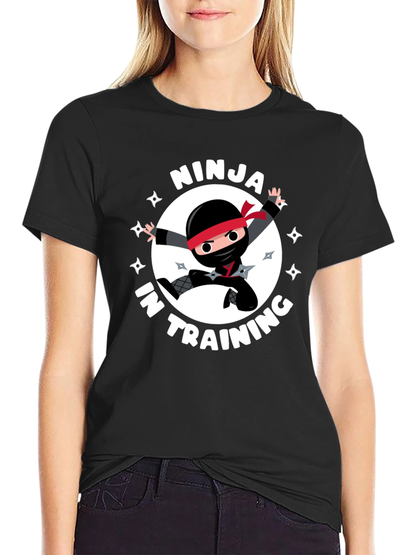 Ninja in Training Graphic Tee - Black Crewneck
