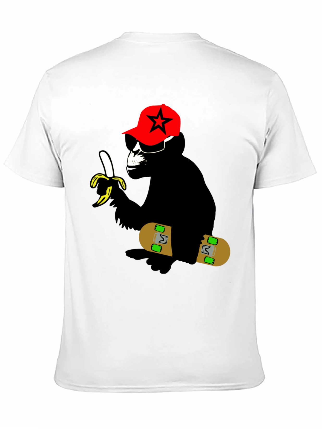 Cool Monkey Skateboarder Graphic Tee - Black