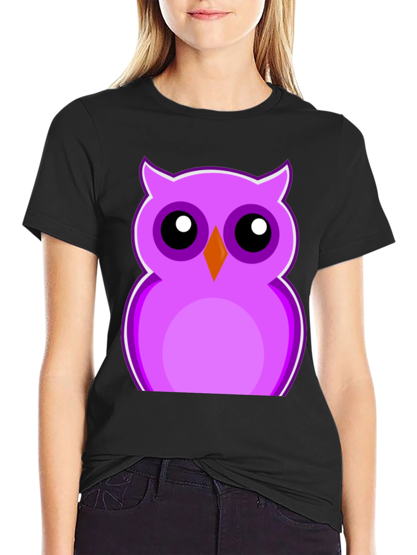 Cute Purple Owl Graphic T-Shirt