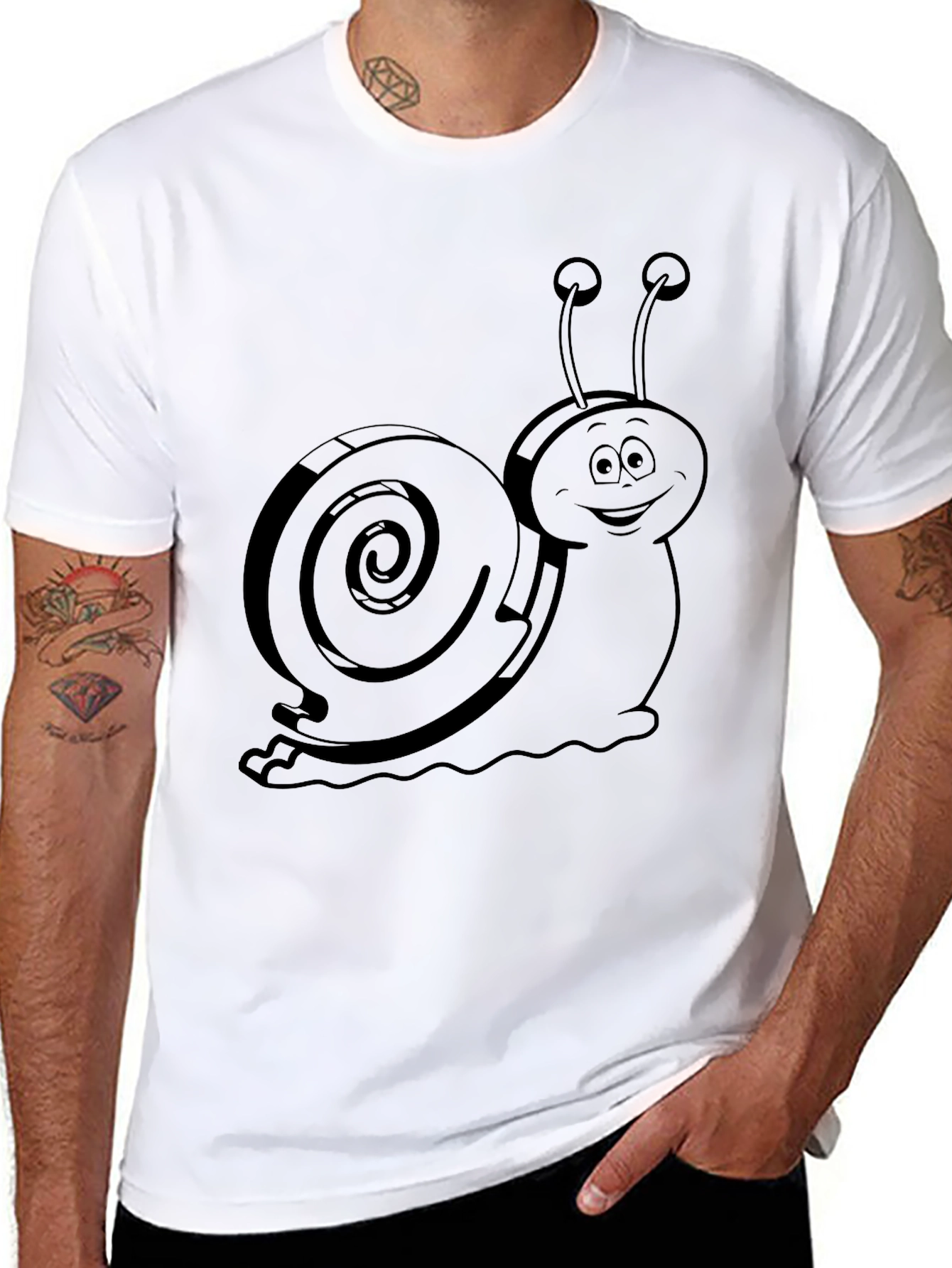Snail Graphic Tee - Mens Black Cotton T-Shirt