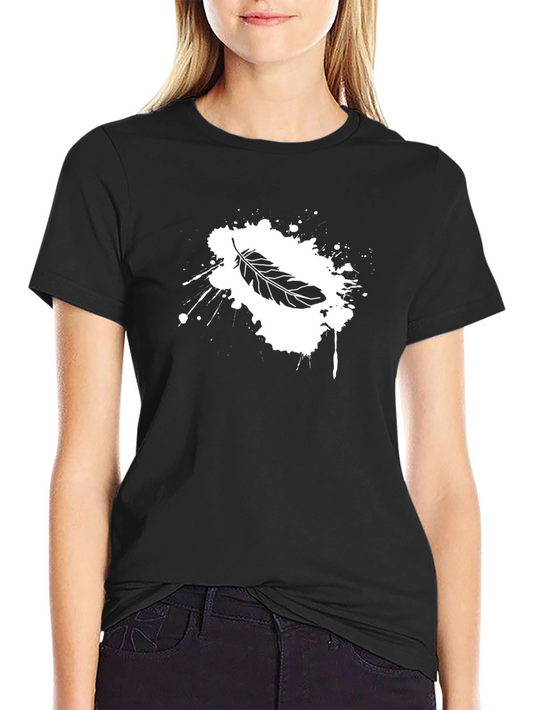 Feather Splash Graphic Tee - Soft Cotton Blend