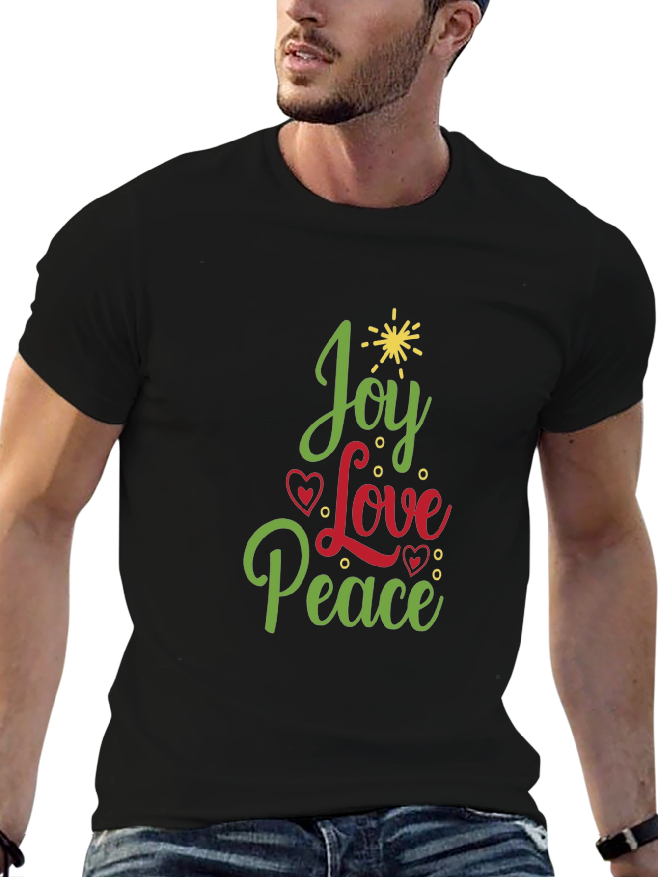 Joy Love Peace Christmas Tree Holiday Graphic Tee