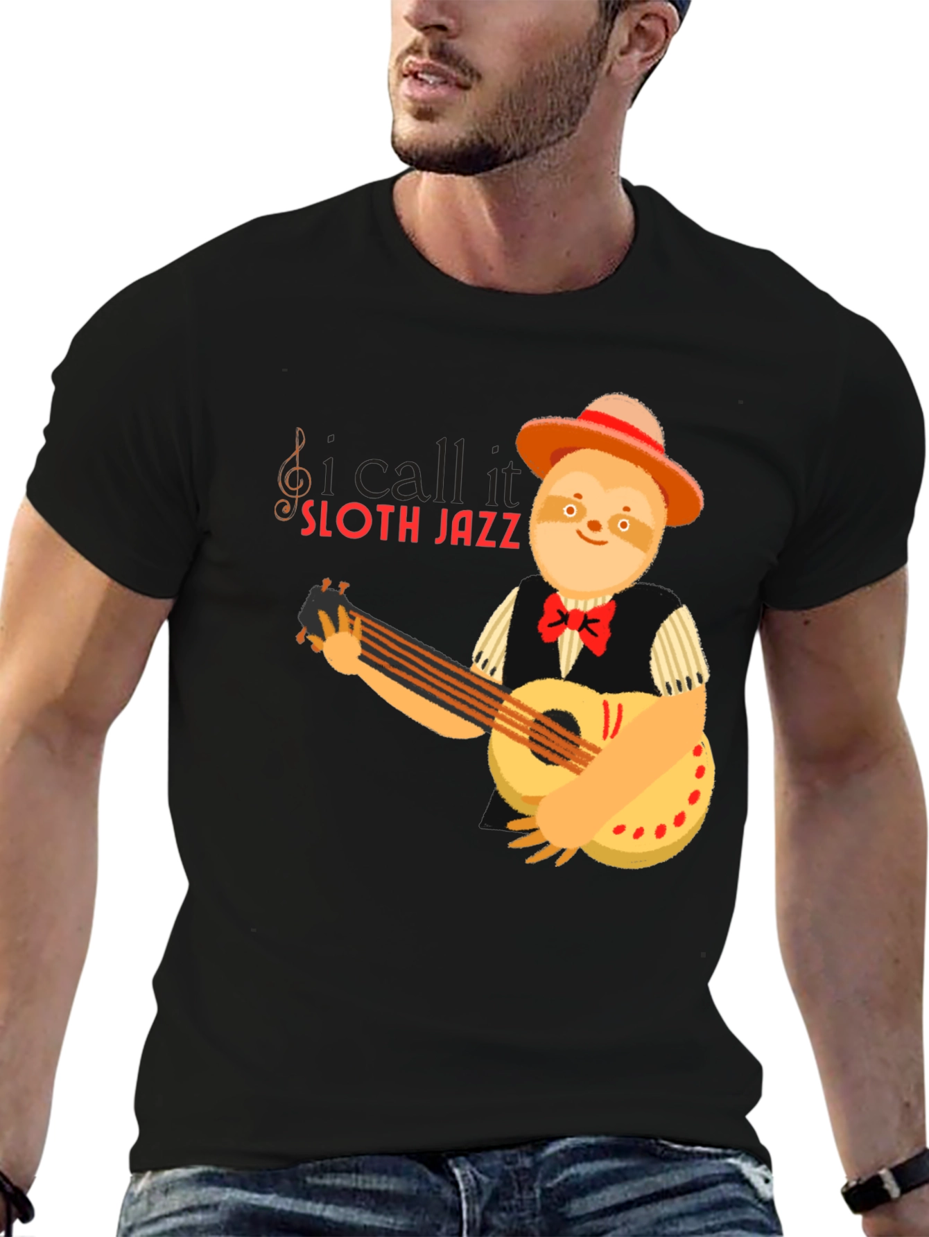 Sloth Jazz Graphic T-Shirt - Musical Animal Tee