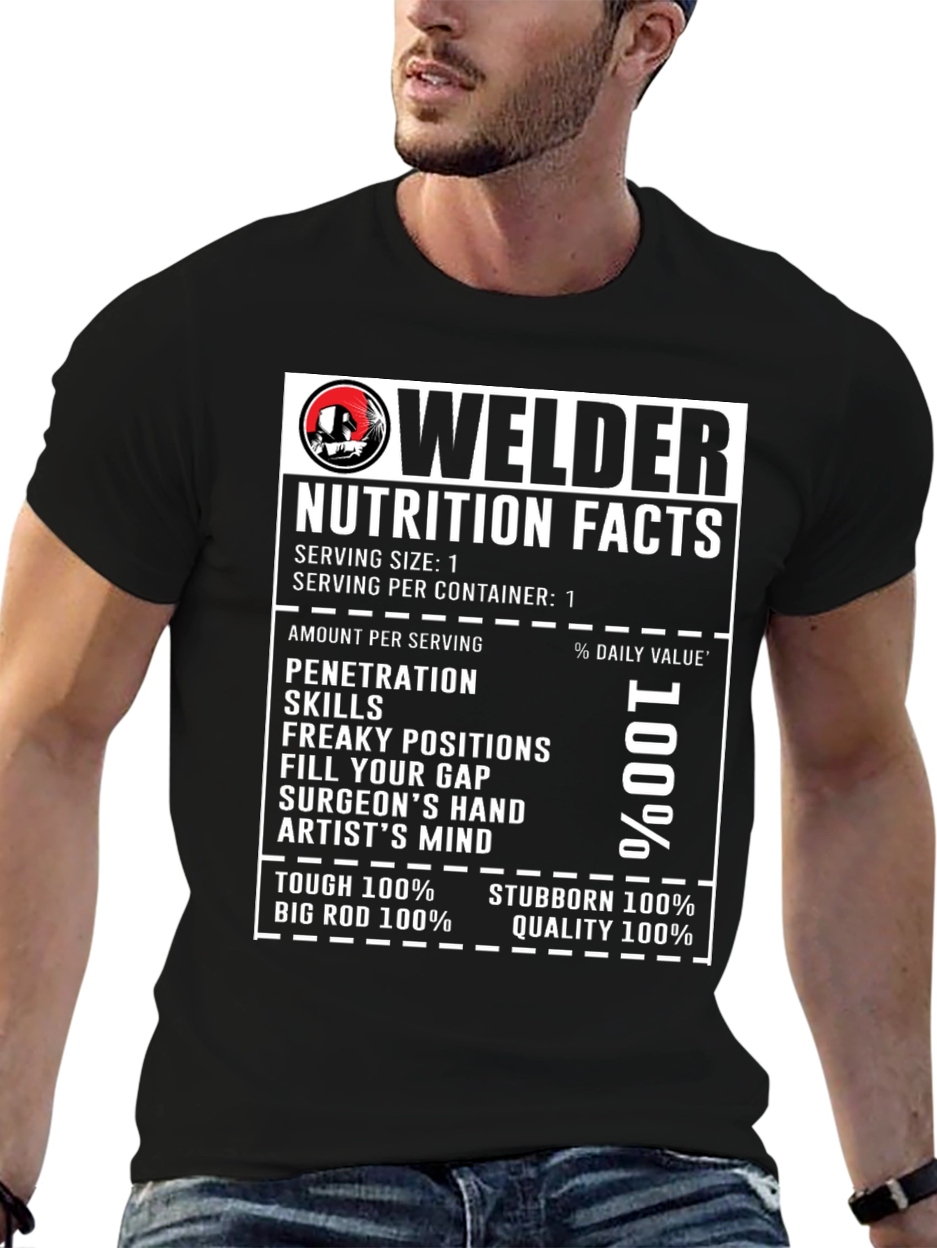 Welder Nutrition Facts Graphic T-Shirt