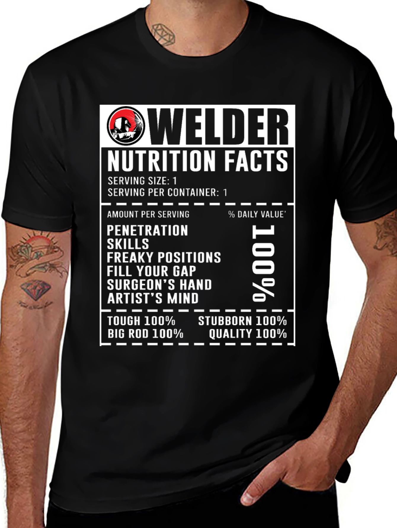 Welder Nutrition Facts Graphic T-Shirt
