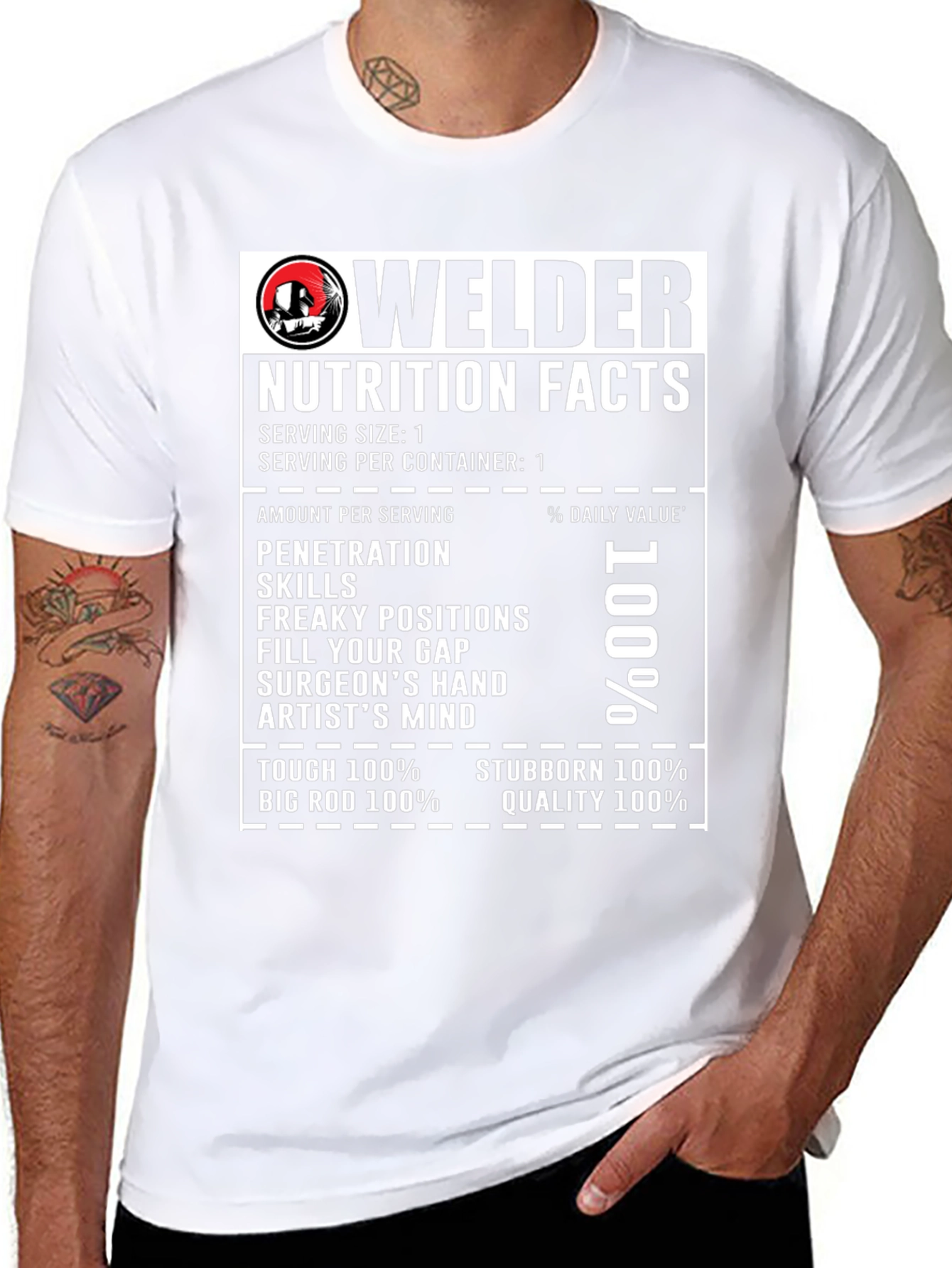 Welder Nutrition Facts Graphic T-Shirt