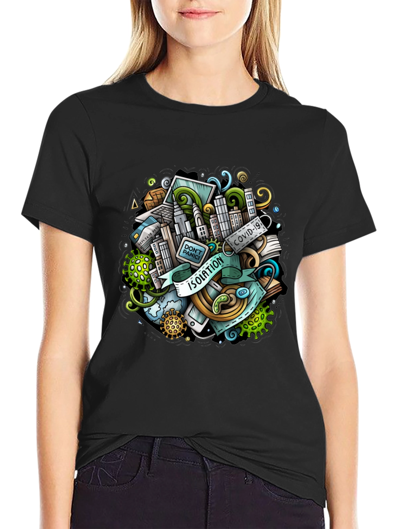 Isolation Cartoon Graphic T-Shirt - Mens Black Tee