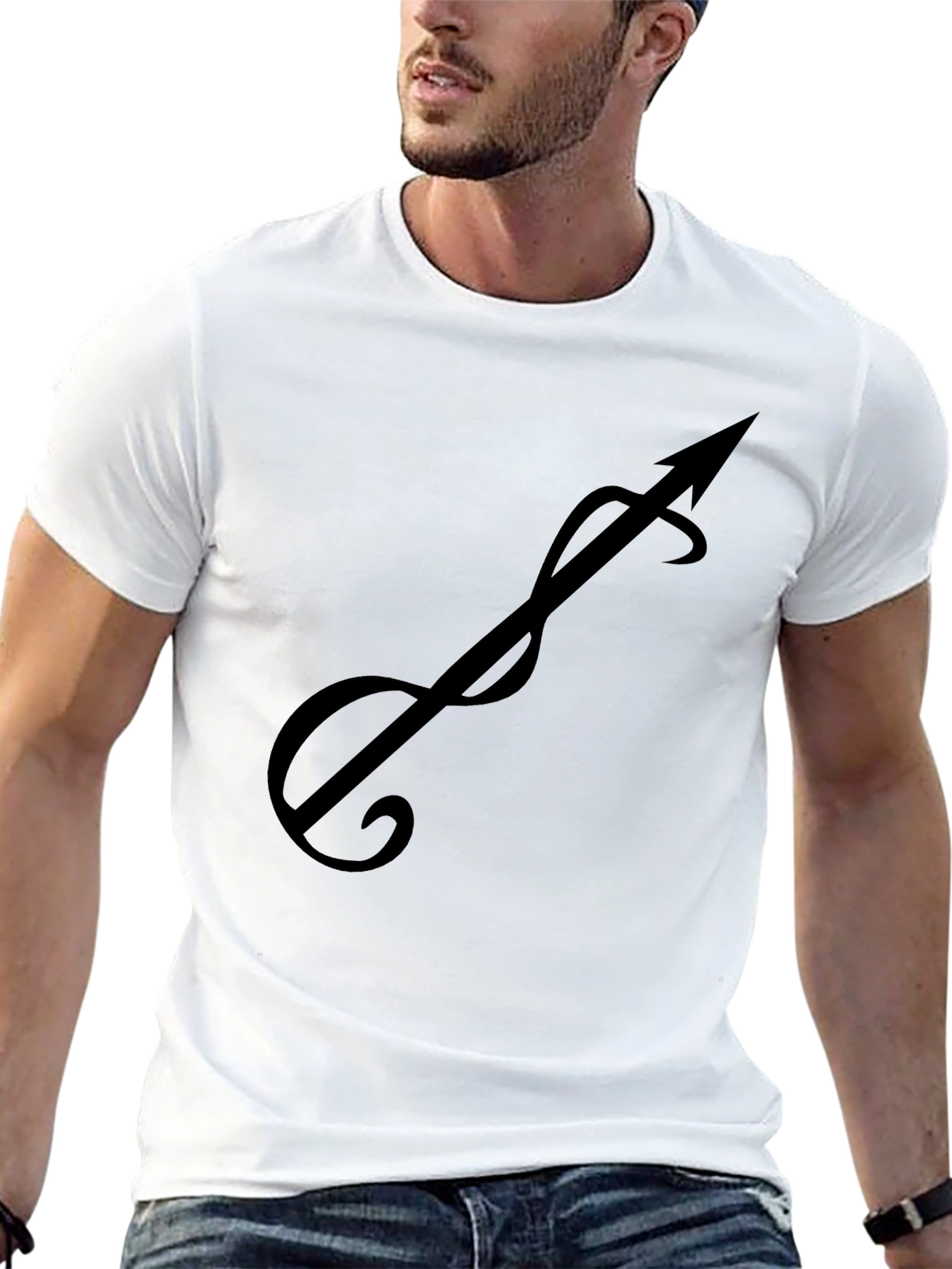 Black T-Shirt with Stylized Arrow Design