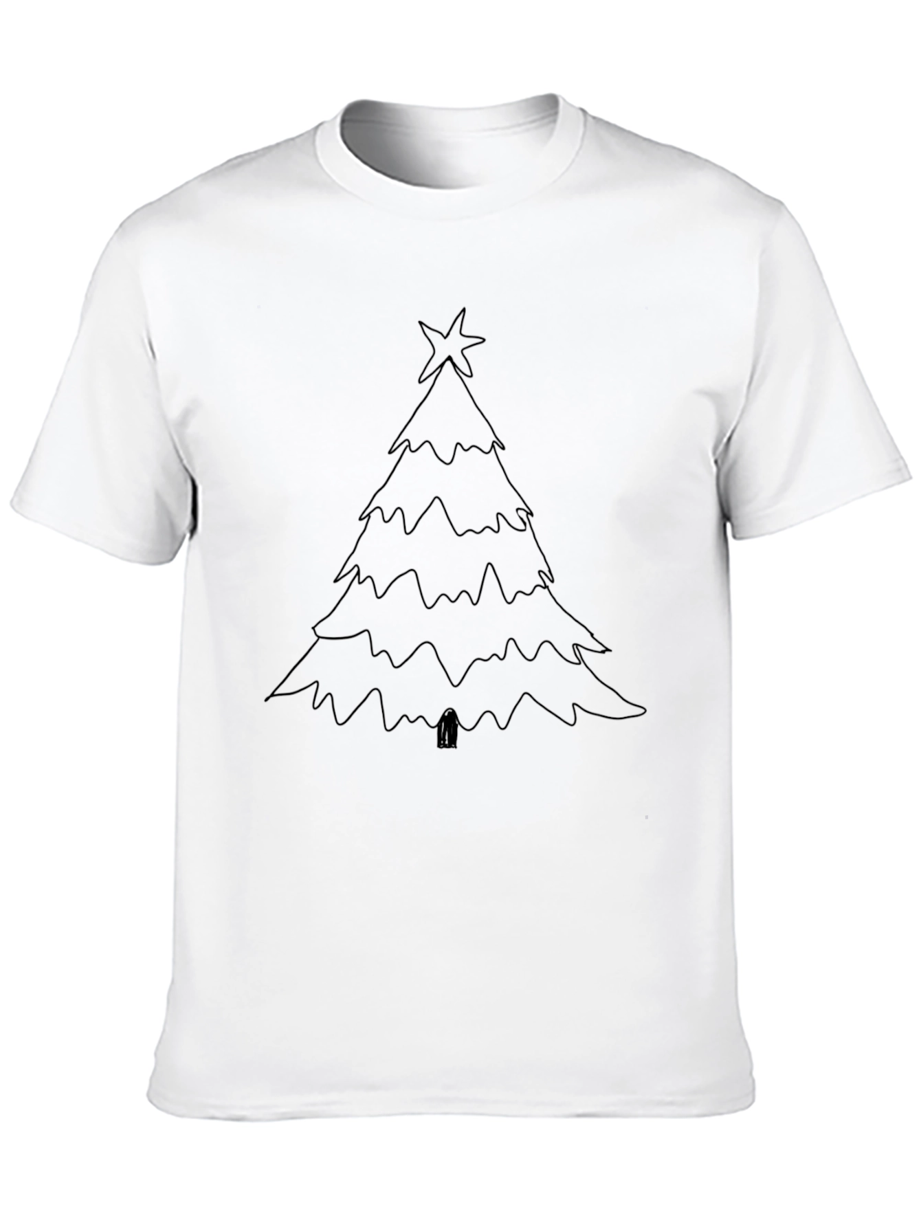 Christmas Tree Outline Graphic Tee - Black