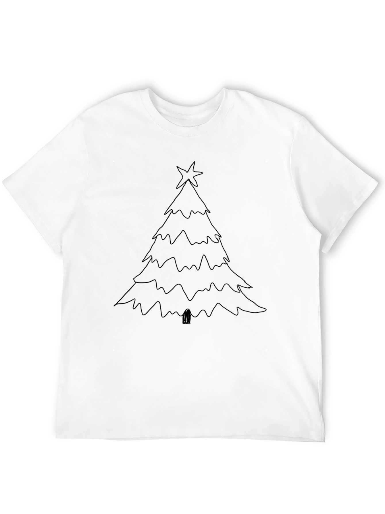 Christmas Tree Outline Graphic Tee - Black