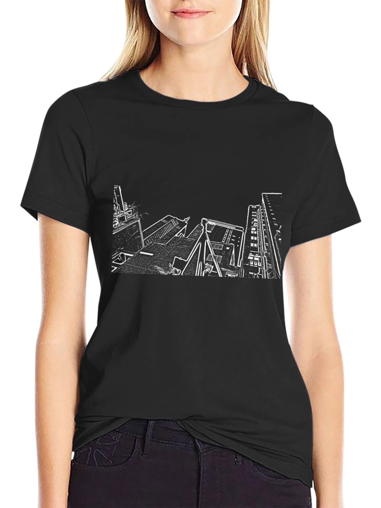 Cityscape Graphic Tee - Modern Black T-Shirt