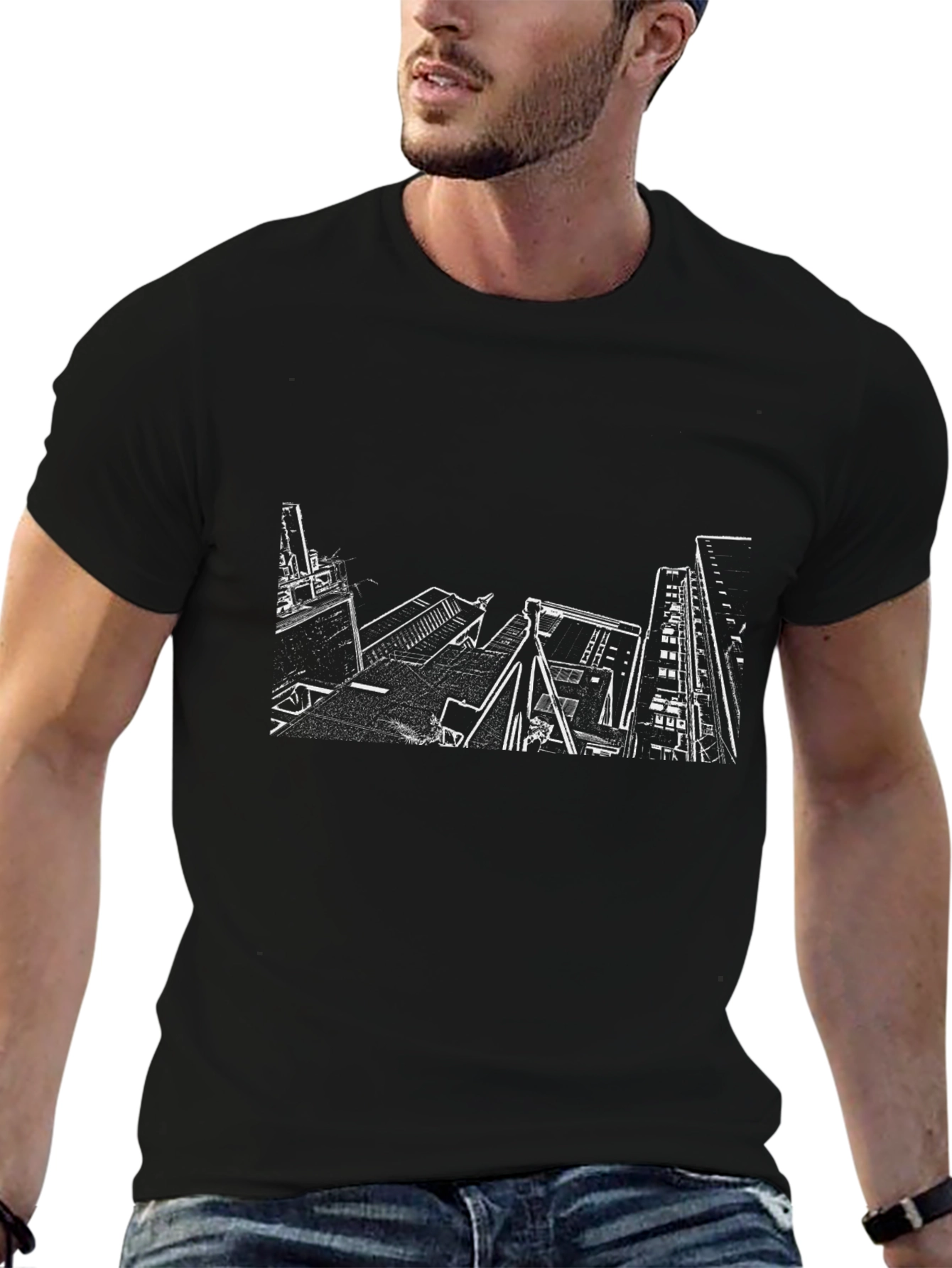 Cityscape Graphic Tee - Modern Black T-Shirt