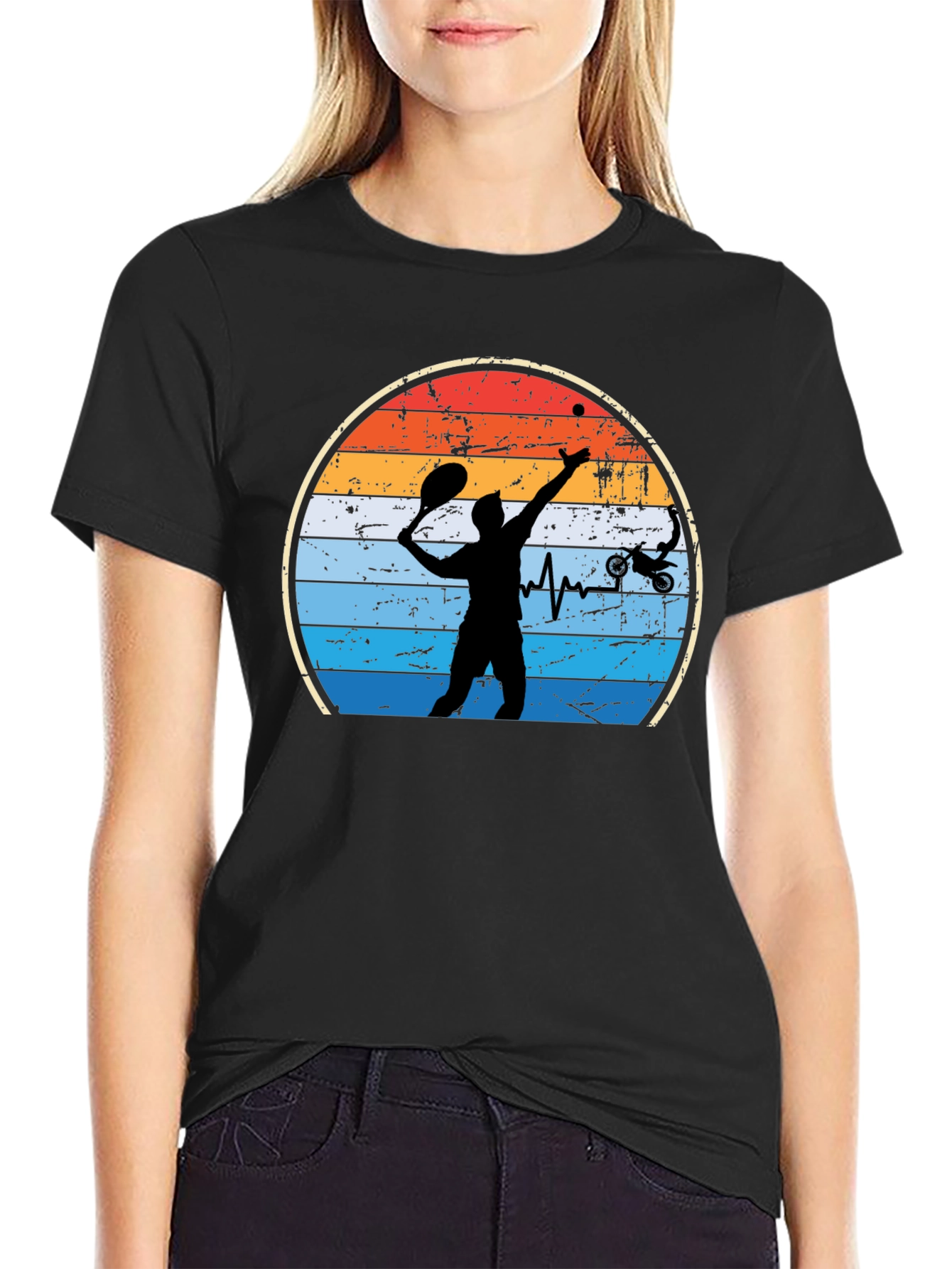Tennis & Motocross Heartbeat T-Shirt