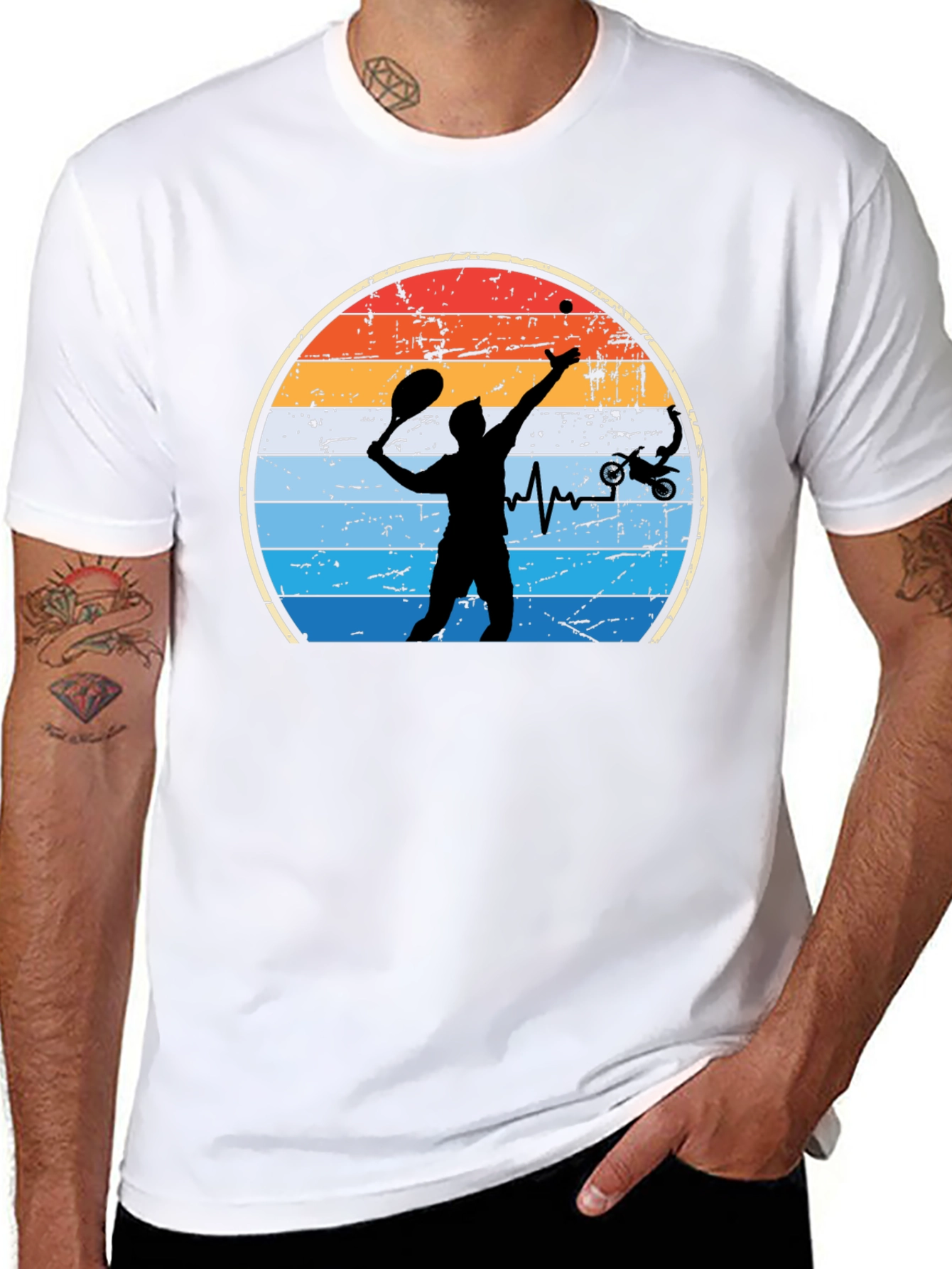 Tennis & Motocross Heartbeat T-Shirt