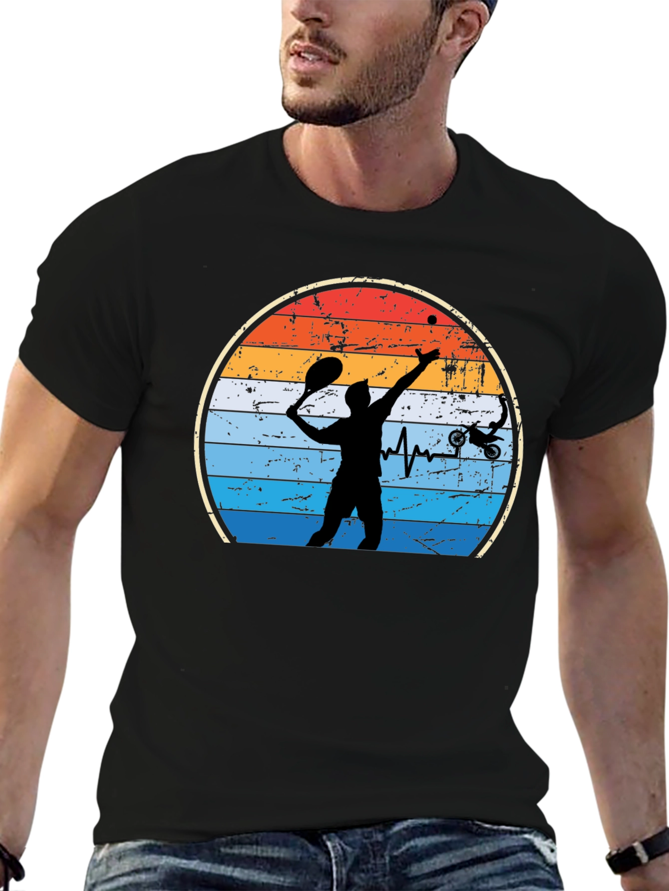 Tennis & Motocross Heartbeat T-Shirt