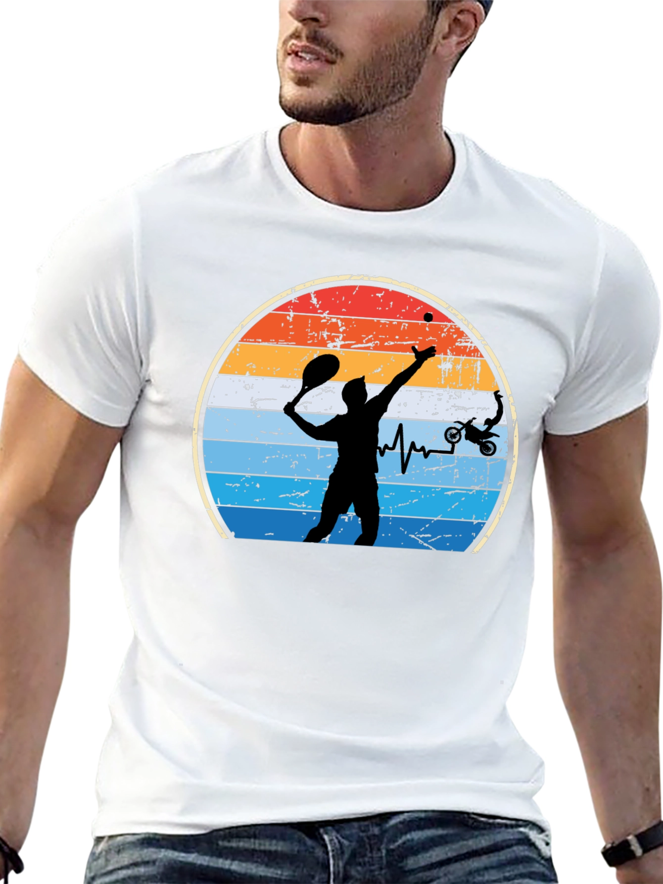 Tennis & Motocross Heartbeat T-Shirt