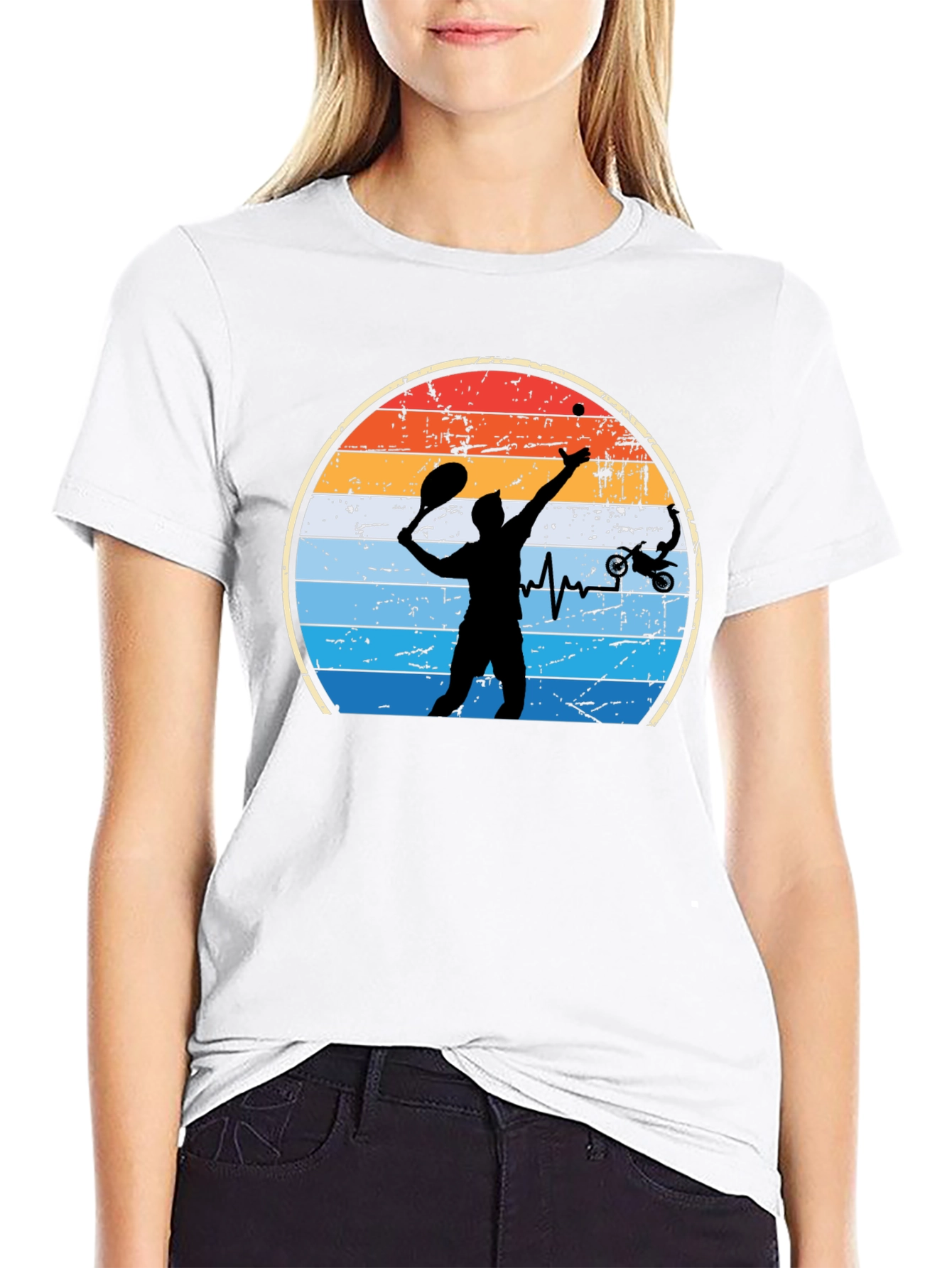 Tennis & Motocross Heartbeat T-Shirt