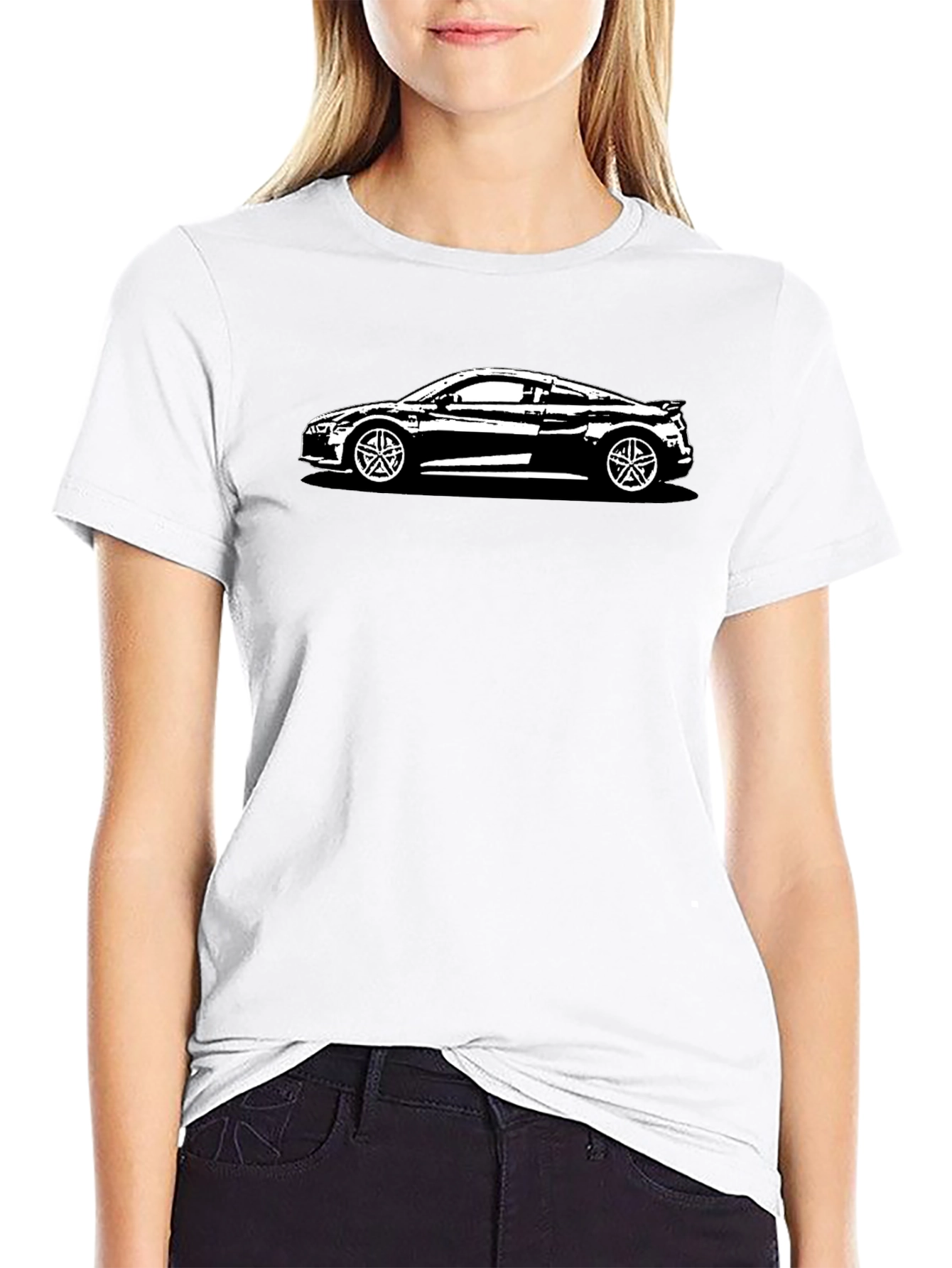 R8 Car Graphic Tee - Black Cotton T-Shirt