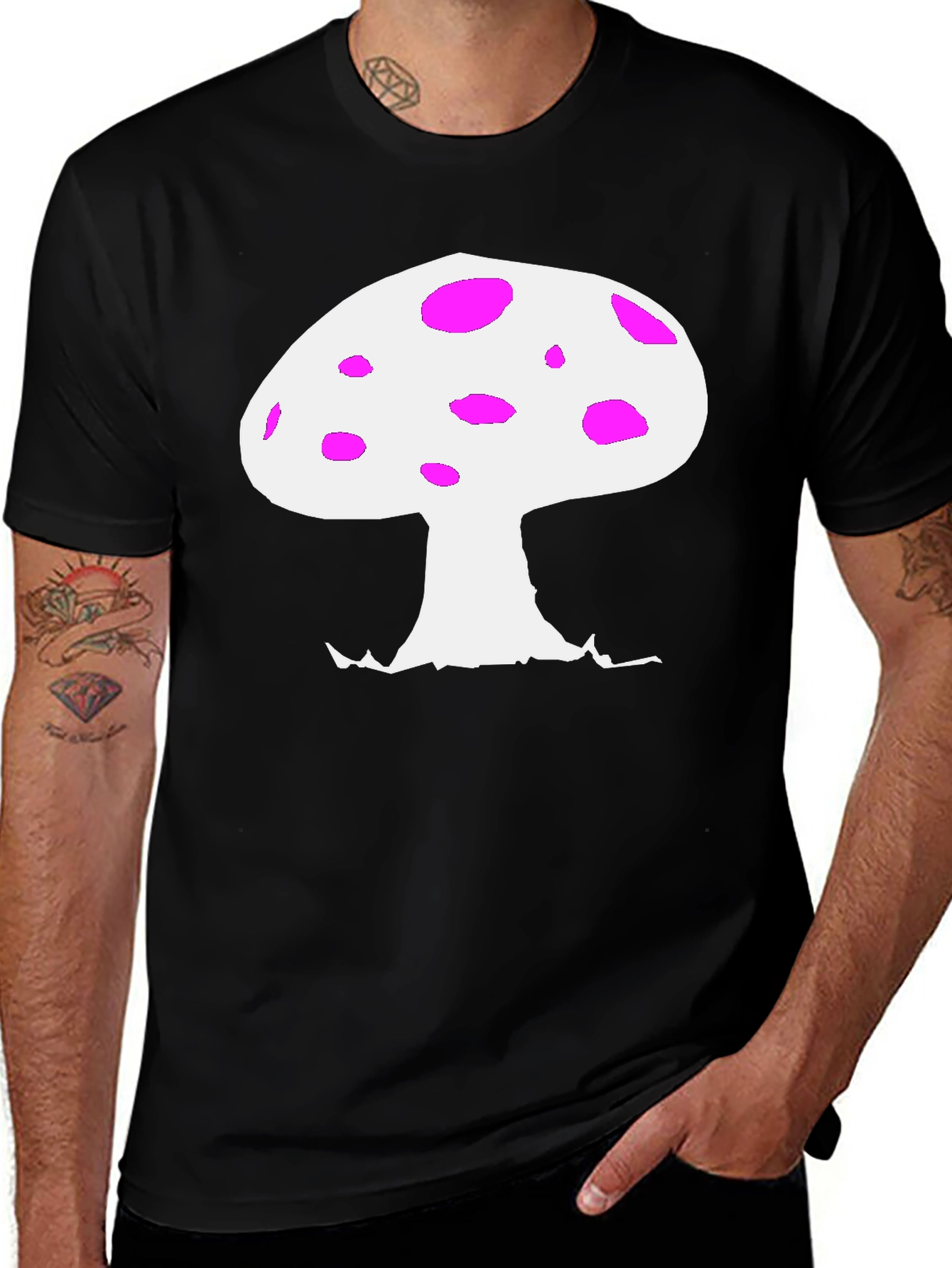 Mushroom Graphic Tee - Black Casual Shirt