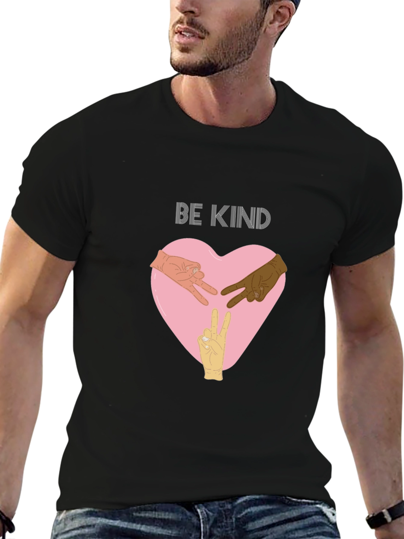 Be Kind T-Shirt with Hands Peace Sign