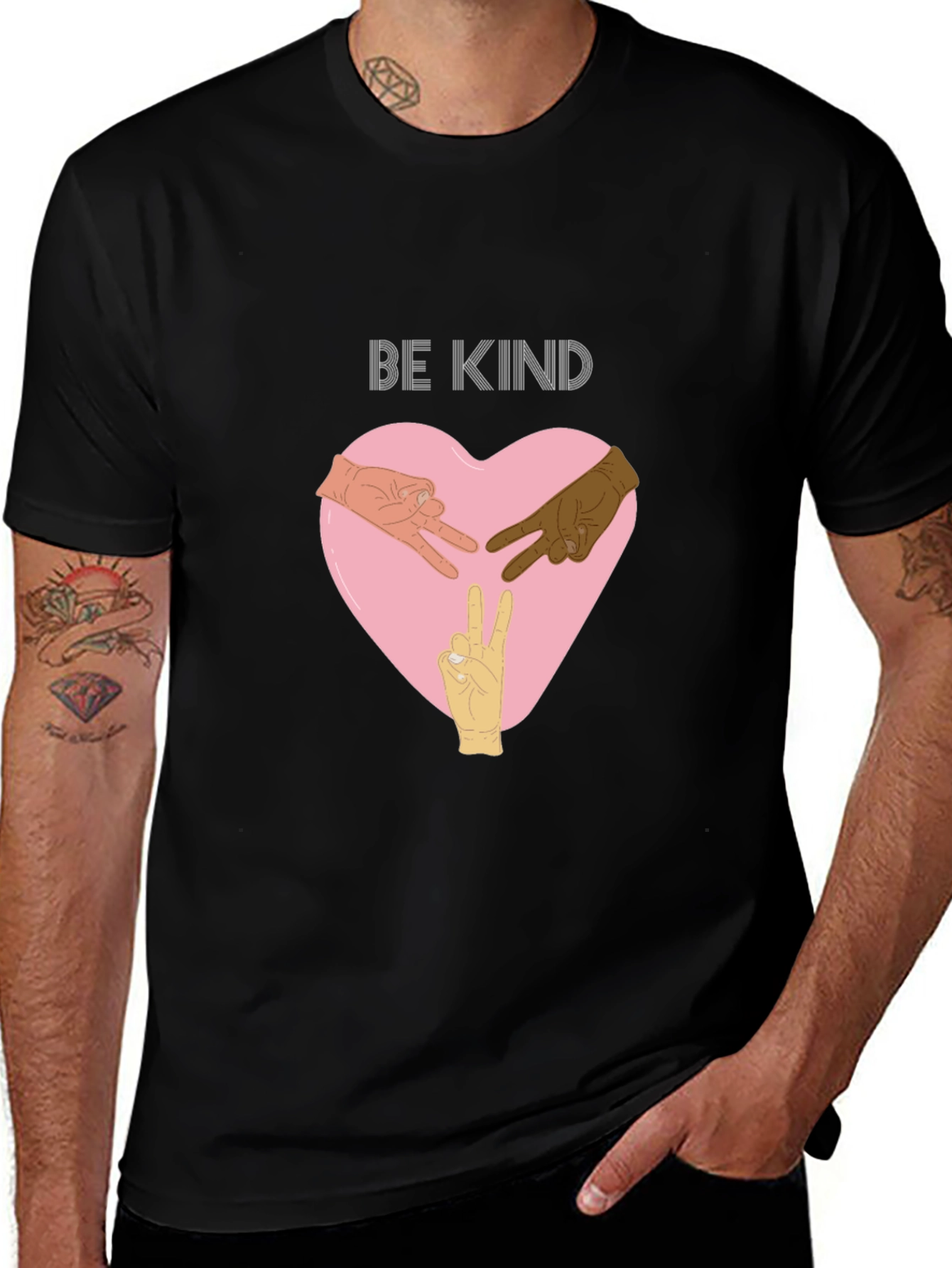 Be Kind T-Shirt with Hands Peace Sign