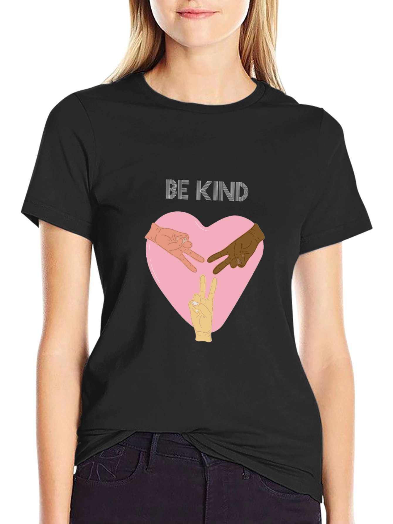 Be Kind T-Shirt with Hands Peace Sign