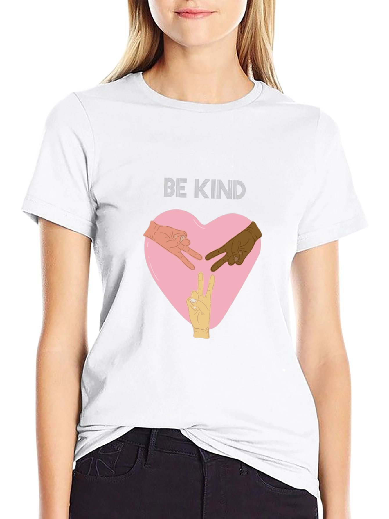 Be Kind T-Shirt with Hands Peace Sign