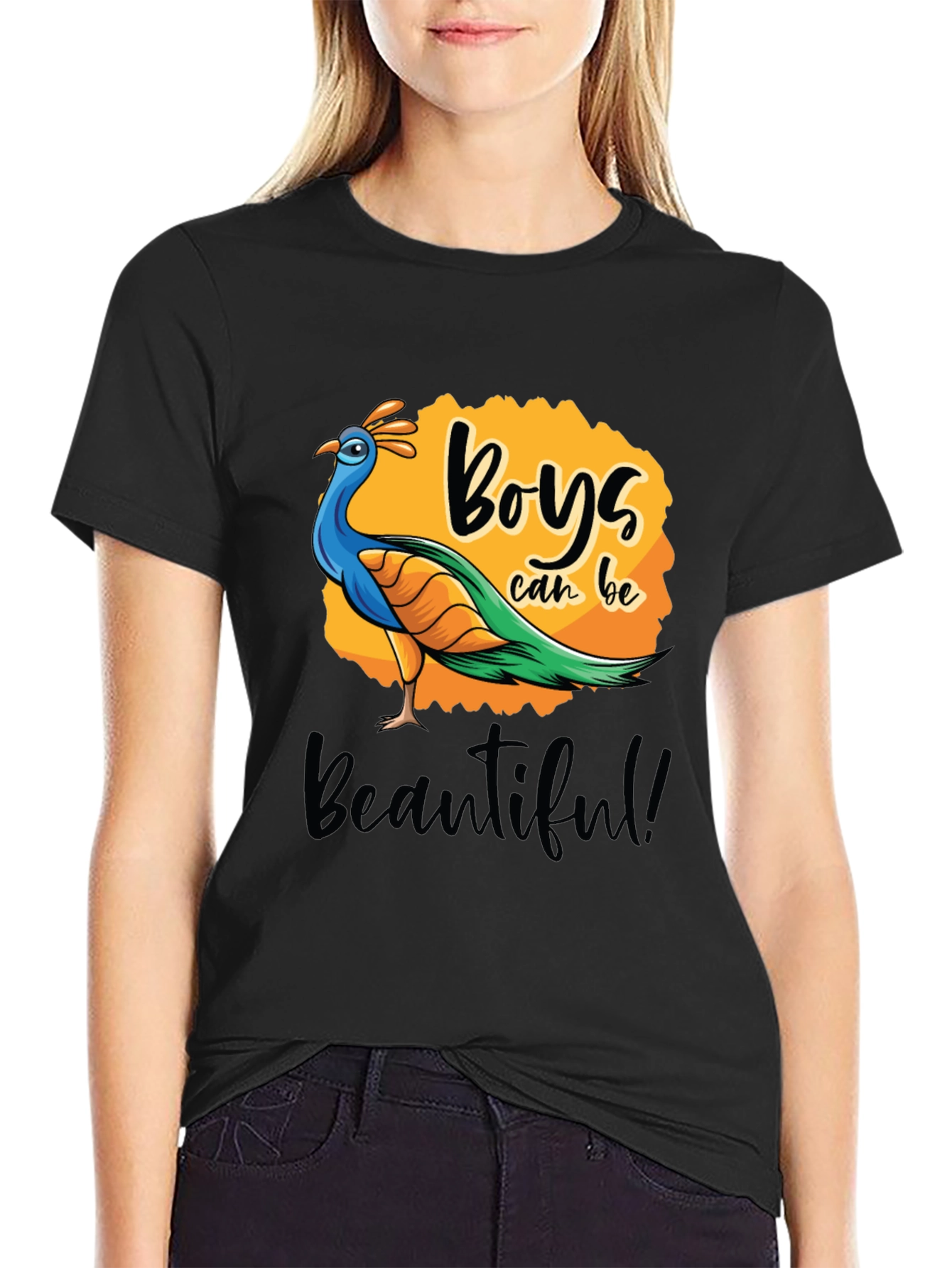 Boys Can Be Beautiful Peacock Graphic Tee